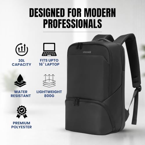 Image of LE KUEST Laptop Backpack | Unisex | Fits Laptop upto 16 Inch | Premium Water-Resistant Polyester | Built-in Trolley Strap | For office & Travel