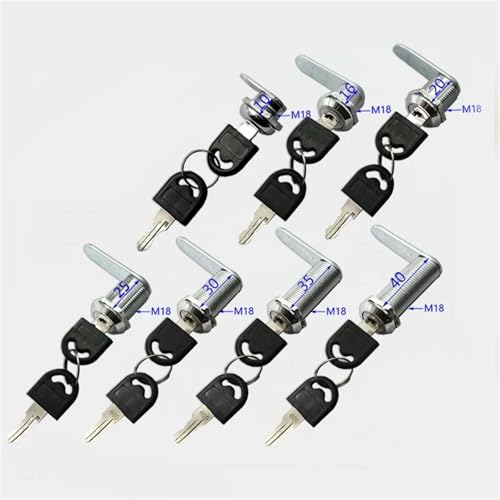 Cerradura de seguridad universal con cerradura de leva, barril de puerta ajustable de 16 a 40 mm con 2 llaves para armarios, cajones, muebles y buzones