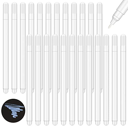 24 Pieces Fabric Sewing Marking Pens Disappearing Erasable Ink Fabric Marker Pen Water Soluble Ink for Quilting, Dressmaking, Marking and Tracing Tools (White)