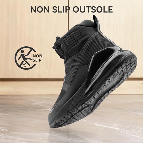 Image of Men's Tactical Work Boots Waterproof Wide Orthopedic Zipper Boot Lightweight Comfort Leather Motorcycle Police Shoes
