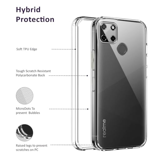 Image of Jkobi Back Case Cover for Realme Narzo 30A (Silicone Clear Shockproof Case with Camera Protection and Dust Plugs | Transparent)