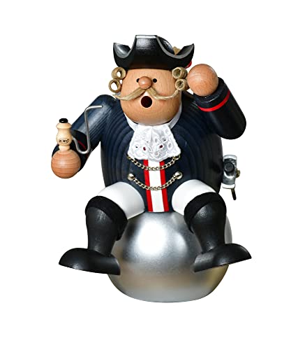 Rudolphs Schatzkiste Smoking Figurine Baron von Münchhausen W x H x D 13 x 18 x 12 cm Smoking Figure Smoker Smoker Candle Figure Man Wood Seiffen Ore Mountains Wood Snow