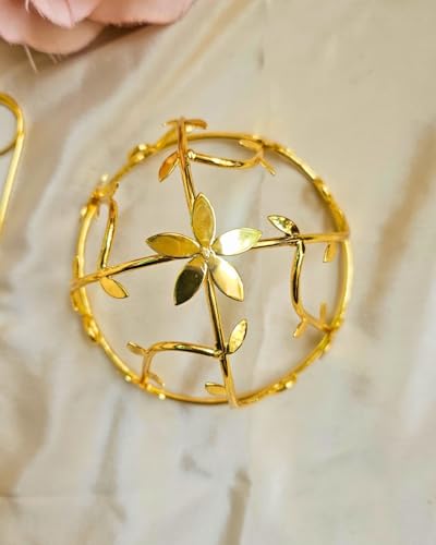 Image of Hair Bun Cage Accessory for Women | Handcrafted Brass Juda Cover with Stick | Anti-Tarnish Traditional Hair Accessory for Wedding & Festive (Flower Cage Hair Bun (Golden))