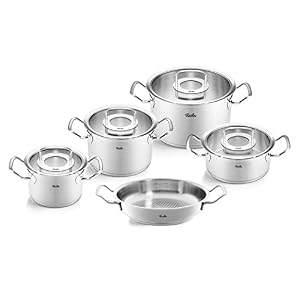 Fissler Original-Profi Collection® Topfset 5-teilig mit Glasdeckeln – Made in Germany, Edelstahl 18/10, Cookstar® Allherdboden, Induktion, Innen-Skalierung,