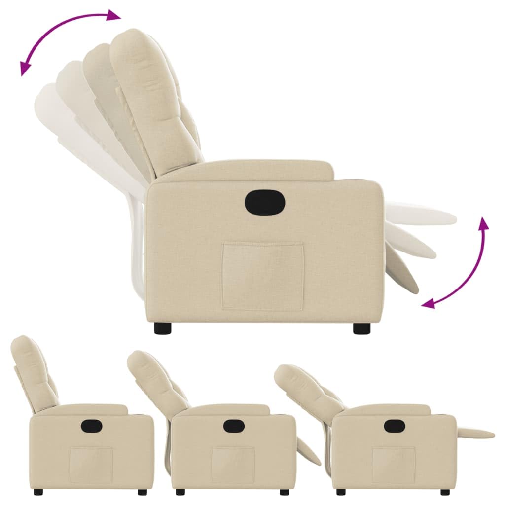 Poltrona relax con funzione reclinabile, poltrona per TV, in tessuto, regolabile, con 2 portabicchieri e tasca laterale, comoda poltrona imbottita per il soggiorno