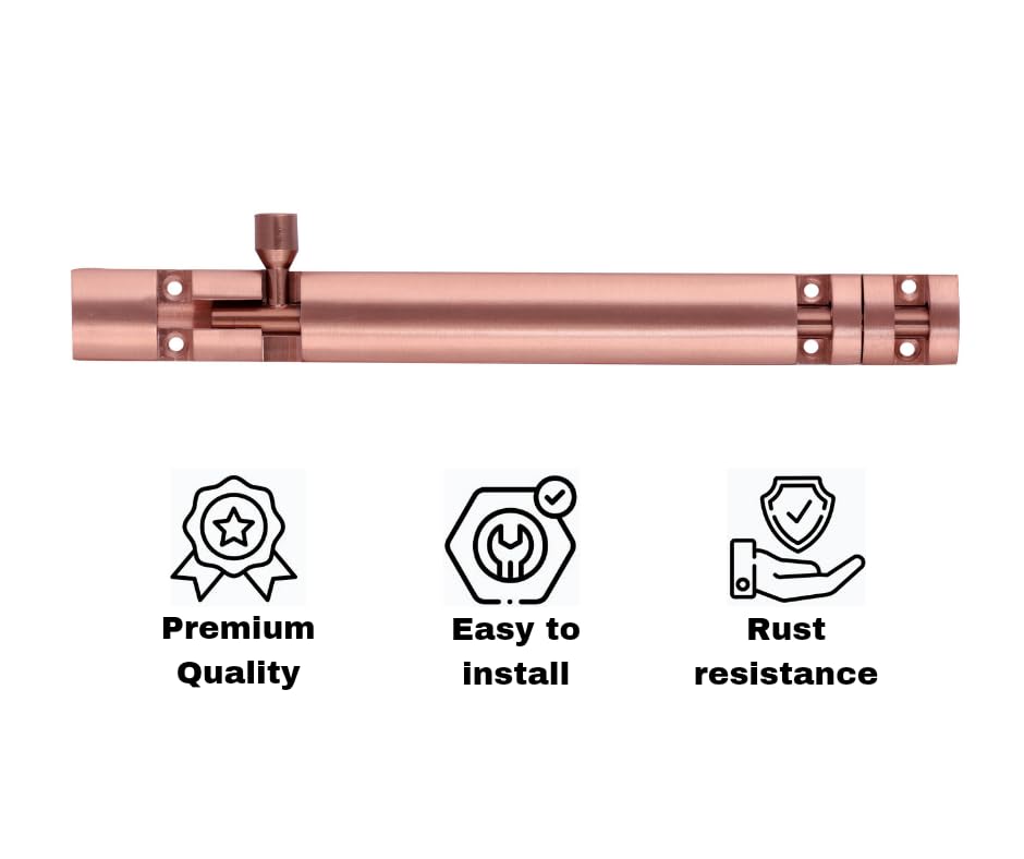 Image of Premium Heavy Aluminium 8 Inch Tower Bolt | Door Stopper | Door Lock Latch for Home, Office Doors,Main Doors,Windows | kundi | chitakni | Chitkini(Rose Gold Finish)(Pack of 6)
