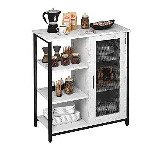 Lvsomt Buffet Cabinet With Storage, Kitchen Storage Cabinet, Industrial Farmhouse Barn, Coffee Bar Table, Multipurpose Side Console Table (White) #TOP5