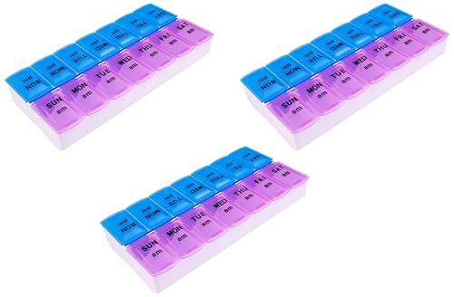 Image of Apex Twice-A-Day Weekly Pill Organizer, Weekly Pill Organizer, 2 Times a Day Color-Coded, Easy-Open, See-Through Lids, Organize Medication or Vitamins by AM, PM or Morning and Bedtime, Assorted