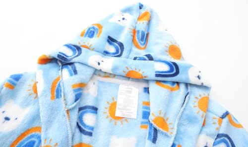 Image of Kids Hooded Bathrobe Girls Soft Plush Hooded Flannel Pajamas Sleepwear Boys Spa Robe