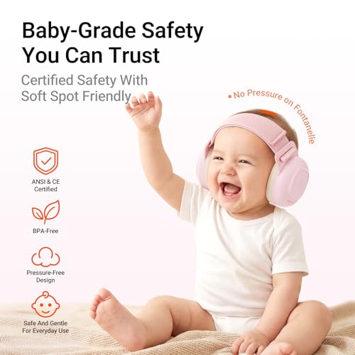 Image of MAMAZING Baby Ear Muffs for 3-48 Months, 25dB Noise Cancelling Headphones | Soft & Adjustable Baby Hearing Protection for Airplane Travel, Party and Fireworks, Newborns to Toddlers, CE & ANSI Certified