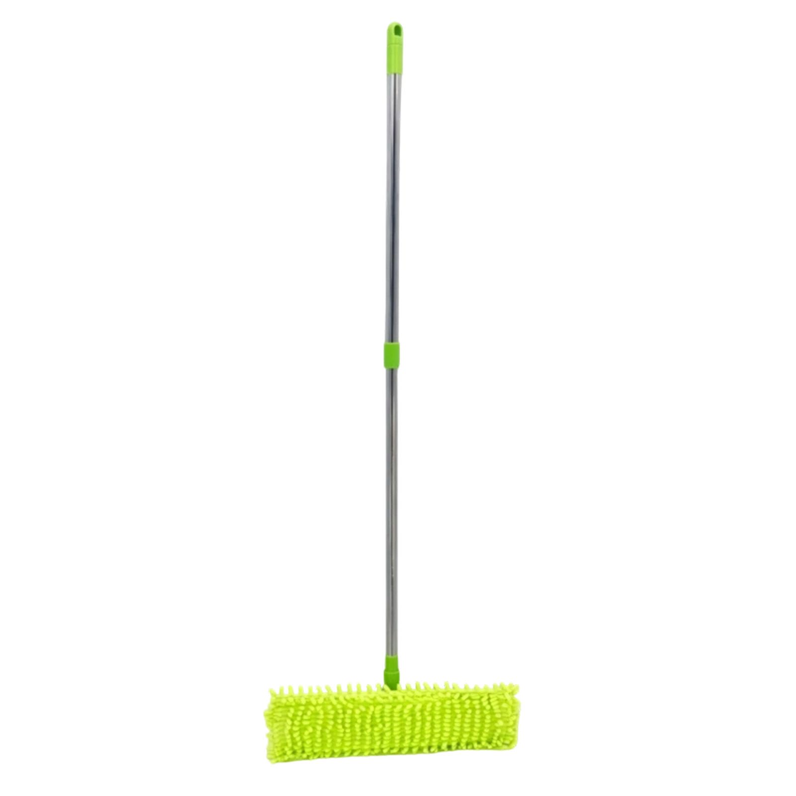 GOWENIC Fregona Plana de Secado Húmedo con Almohadillas de Chenilla, Fregona para Limpieza de Suelo Desmontable, de Lavado Reutilizable de Secado Rápido para Uso Doméstico (Green)