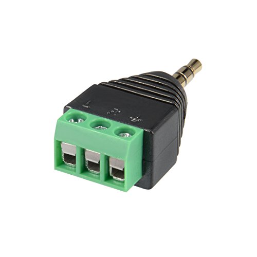 Adaptador conector estéreo macho 3.5mm a terminal hembra 3 tornillos miniatura 3