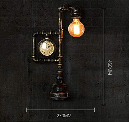 XSEJ Industriële loft industriële stijl studie bureaulamp bedset room lezen smeedijzeren buis buis klok bureaulamp met… - Afbeelding 4