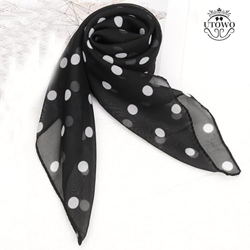 UTOWO 65cm Polka Dots Square Scarf Neck Scarves Kerchief Neckerchief Headband for Women 1950s Vintage Retro Scarf3