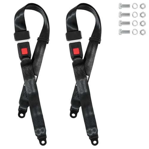 YZCHAIN 2-Pack Universal Adjustable Harness Kit for Golf Cart, UTV, EZGO, Club Car Front/Rear Seats with Mounting Screws, 2-Point Design, Black