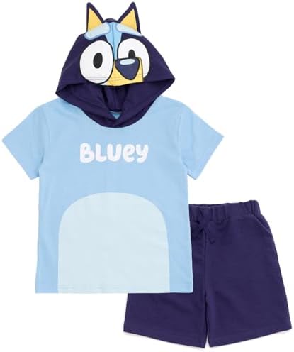 Bluey Hooded Cosplay T-Shirt and French Terry Shorts Outfit Set Toddler to Little Kid