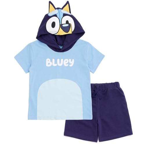 Bluey Little Boys Hooded Cosplay T-Shirt and French TerryShorts Outfit Set 6