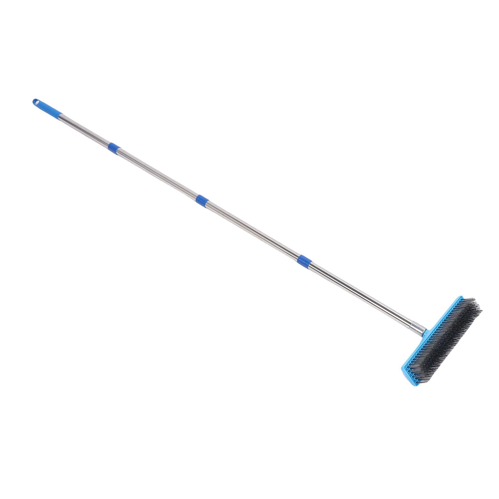Bewinner Cepillo de Limpieza Duro de 20 Cm con Telescópico, Escoba de Alambre de Acero Rígido para Eliminar la Suciedad y el Musgo, Limpieza del Garaje del Jardín de la Cubierta del Piso Al Aire