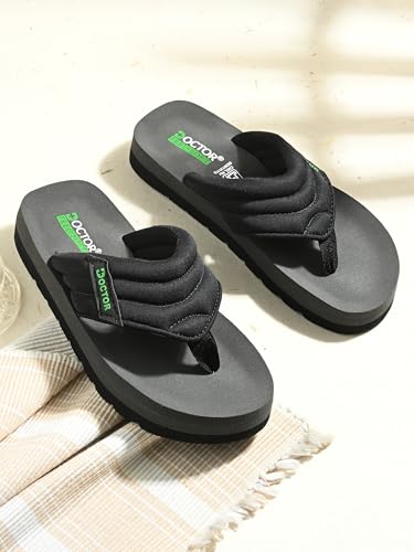 Image of Cushioned Flip Flops for Men | Padded Fabric Strap Thong Slippers | Lightweight Anti-Slip EVA Sole Everyday Wear Footwear