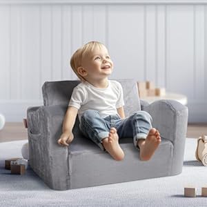 VEVOR Kids Couch, Toddler Chairs Comfy, 2-in-1 Toddler Couch Sofa Bed Fold Out, Convertible Sofa to Lounger, Kids Chair Seat Playroom Furniture for Kids Girls & Boys, Grey VEVOR Kids Couch Toddler Chairs Comfy 2 in 1 Toddler Couch Sofa Bed Fold Out Convertible Sofa to Lounger Kids Chair Seat Playroom Furniture for Kids Girls Boys Grey