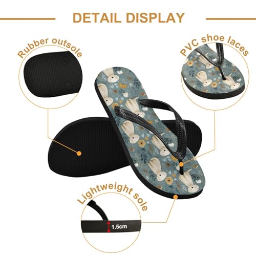 Flip Flop Sandals Cartoon White Dog Print for Women Men Beach Outdoor XS3