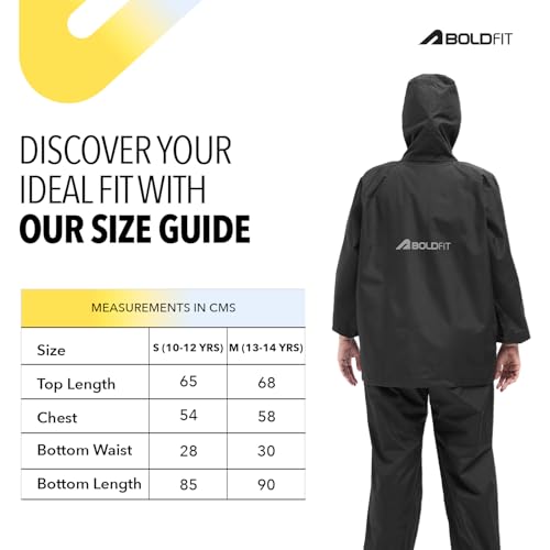 Image of Boldfit Raincoat for Kids-Waterproof & Windproof Rainwear for Boys & Girls (Ages 5-14), Stylish, Comfortable for School, Travel, & Outdoor