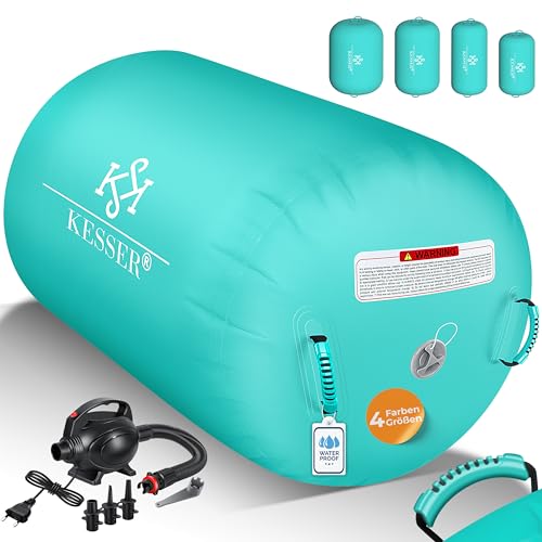 KESSER® Aufblasbare Airtrack | inkl. Tragetasche & elektr. Luftpumpe | Barrel Tumbling, Yoga, Fitnessmatte, Trainingshilfe, Turnmatte, Balance Trainer, Sportmatte, Luftmatratze, Workout