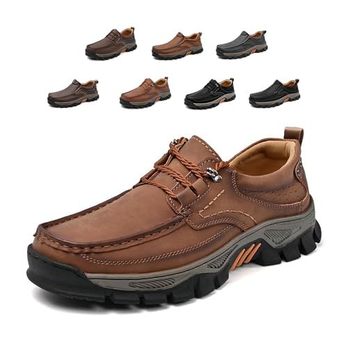 enjerr Orthopedic Shoes Men,Men for Balance, Men's Comfortable Casual Genuine Leather Slip on Loafer, with Arch Support for Work & Daily Wear