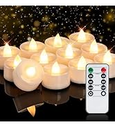 Homemory 12pcs Flameless LED Tea Lights with Remote &amp; Timer, 400+Hours Realistic Flickering Batte...
