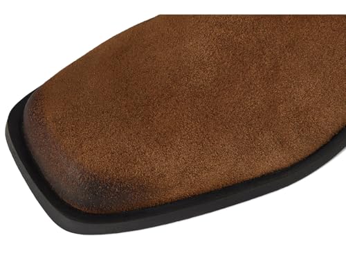 Steve Madden Women's Ruskin Motorcycle Boot, Chestnut Suede, 8.5