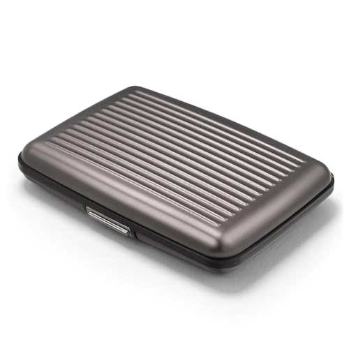 Aluminiowe etui na karty z metalowym zamkiem, ochrona RFID przed oszustwami i demagnetyzacją, kompaktowy portfel, model Smart Case STOCKHOLM (Aluminium Titanium)
