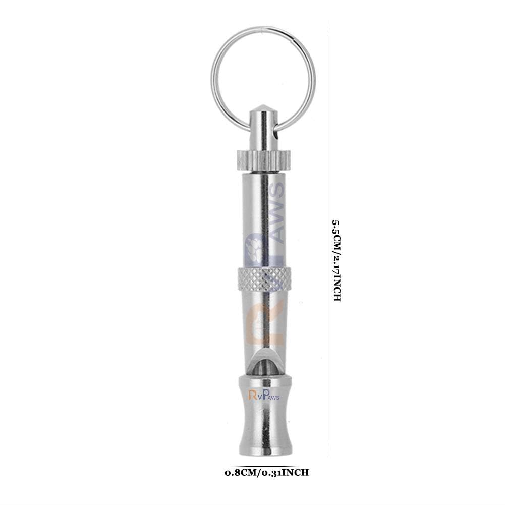Woofy Pet Training Whistle 2-Tone Flute Stop Barking Ultrasonic Sound Repeller I Cat Training eychain Dog Whistle I Silver I 1-PCS 1