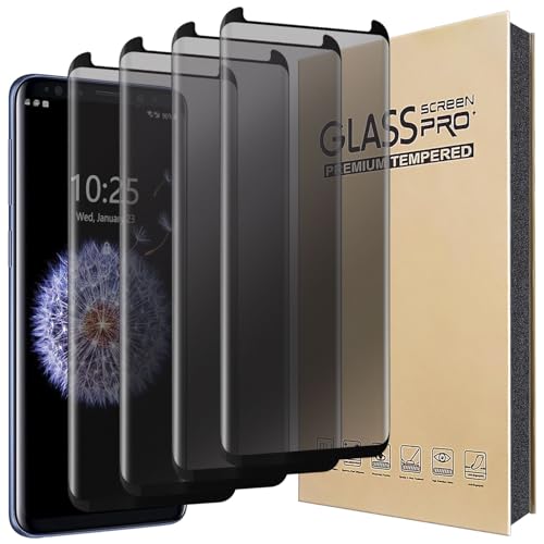 Moresky Compatible For Samsung Galaxy S8 PLUS/S9 PLUS Screen Protector Tempered Glass Privacy Anti-Spy 3D Curved Edge Case Friendly Film (4 Pack, Black)