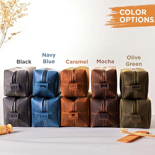 OXA Personalized Leather Toiletry Bag for Men – Engraved Shaving Dopp Kit – Handmade Gift for Dad, Husband, Grandpa, Boyfriend – Travel Organizer for Birthday, Anniversary, Father’s Day2