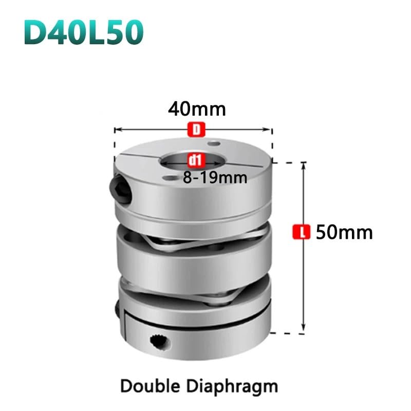 1pc D40L50 Alluminio Doppia Membrana Accoppiamento Albero Flessibile Accoppiatore Connettore Elastico Vite A Sfere Passo Servo Motore Encoder Cheerfully | 10x14