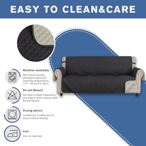 Housse de canapé matelassée imperméable 3 places gris clair lavable en machine - 7
