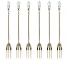 Gold Flatware Set 6-Pc. Dessert Demi Forks, 24 Karat Plated Stainless Steel with Clear Crystal Tip, 6" long ea.