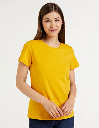 Image of Amazon Brand - Symbol Women Cotton Stretch Regular Fit Round Neck Half Sleeve T-Shirt (Available in Plus Sizes)