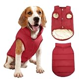 PETCUTE Chaqueta para Perros,Chaqueta de Perro con Forro Polar de 2 Capas,A Prueba de Viento Ropa para Perros Pequeños,Abrigo de Perro con Agujero para Arnés para Perros pequeñas, Medianas y Grandes