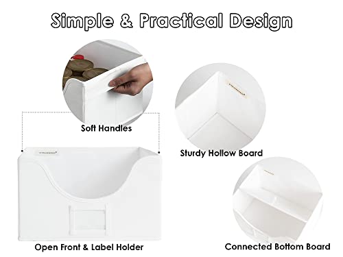 Storageworks Storage Bins, Foldable Storage Basket For Shelves, Fabric Organizing Bins With Cutout Window And 2 Handles, White, 2-Pack #TOP2