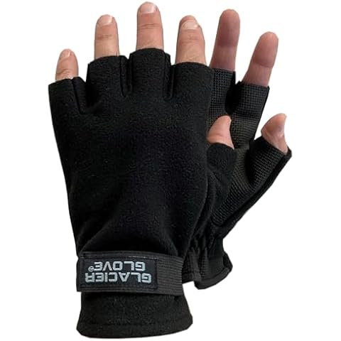 Glacier Glove Unisex Alaska River Fingerless Lightweight Breathable Non-Slip Grip Fishing Gloves with Elasticized Cuffs | for Outdoors, Fly Fishing, Paddling, Hiking, Black, Medium Cover