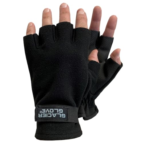 Glacier Glove Unisex Alaska River Fingerless Lightweight Breathable Non-Slip Grip Fishing Gloves with Elasticized Cuffs | for Outdoors, Fly Fishing, Paddling, Hiking, Black, Small