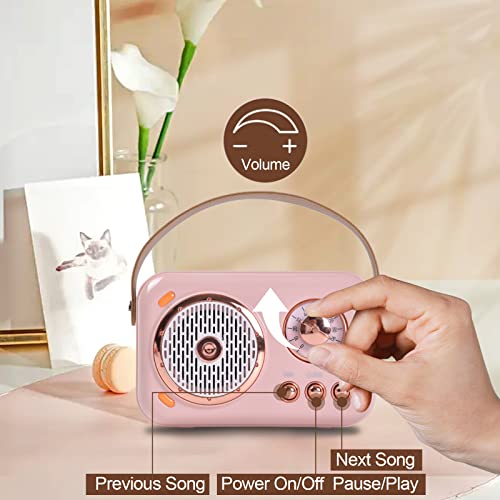 Portable Bluetooth Speaker With Microphone Set,Retro Bluetooth Speaker With Home Karaoke Machine,Portable Handheld Karaoke Mics Speaker Machine For Kids And Adults Home Party Birthday (Pink) #TOP2