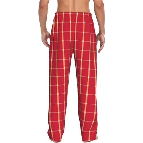 Custom Men's Plaid Pajama Pants Personalized Name Number Lightweight Comfy Lounge Pants with Pockets & Drawstring3