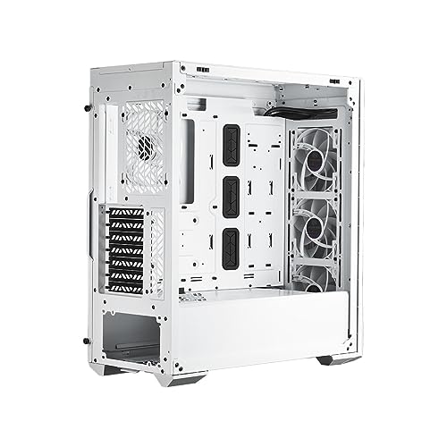 Cooler Master MasterBox 520 - Boîtier PC Moyen Tour Chassis ATX, 4 x Ventilateurs Préinstallés, Plusieurs Configuration du Flux d'air, Panneau Avant & Latéral Verre Trempé, Contrôleur ARGB - Blanc