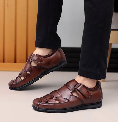 Image of BRUTE Genuine Leather Sandals for Men | Closed Fisherman Sandal