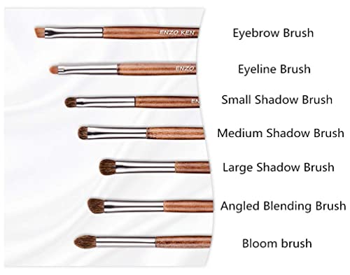 Natural Pony Hair Eye Shadow Brush Set By Enzo Ken, Small Eyeshadow Brushes Set, Eye Makeup Brushes Set Professional, Small Nose Contour Brush, Angled Eyeshadow Brush, Eye Brush, Eyeshadow Blending Brush, Natural Hair Eyeshadow Brushes With Case. (E100) #TOP2
