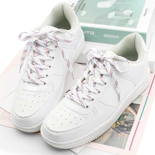 Image of Flat Shoelaces Multicolor Twill Point Thick Shoe Lace Shoestring 2 Pair