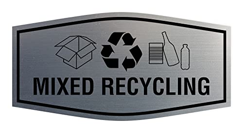 Panneau de recyclage argenté brossé Taille L pour tri sélectif