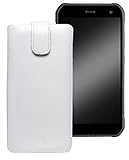 Favory Original Etui Tasche für Cyrus CS40 Leder Etui Handytasche Ledertasche Schutzhülle Hülle Hülle Lasche mit Rückzugfunktion* in Weiss